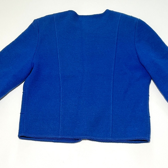 Vintage Deans of Scotland Wool Cardigan Women's Medium Floral Accent Bright Blue - Picture 11 of 14